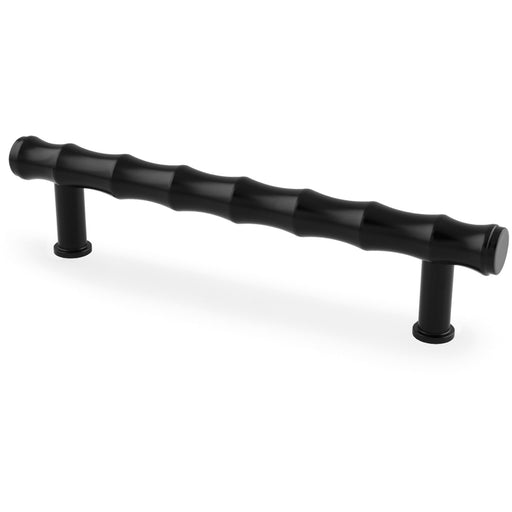 Bamboo T Bar Pull Handle - Matt Black 128mm Centres SOLID BRASS Drawer Door