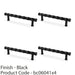 4 PACK Bamboo T Bar Pull Handle Matt Black 128mm Centres SOLID BRASS Drawer Door 1