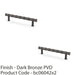 2x Bamboo T Bar Pull Handle Dark Bronze 128mm Centres SOLID BRASS Drawer Door 1