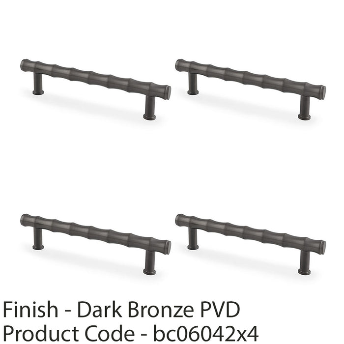 4x Bamboo T Bar Pull Handle Dark Bronze 128mm Centres SOLID BRASS Drawer Door 1