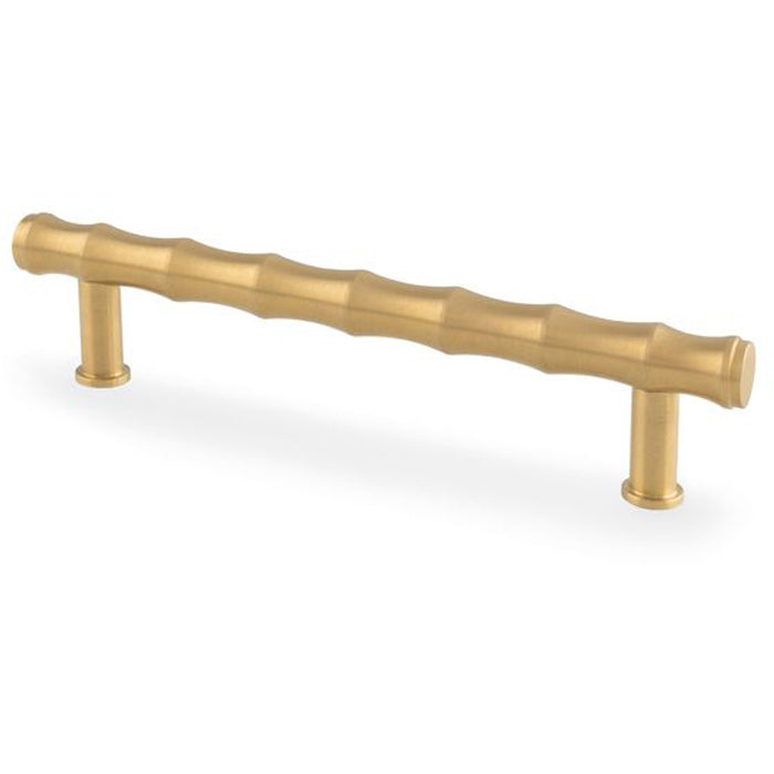 Bamboo T Bar Pull Handle - Satin Brass 128mm Centres SOLID BRASS Drawer Door