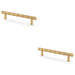 2x Bamboo T Bar Pull Handle Satin Brass 128mm Centres SOLID BRASS Drawer Door