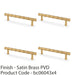 4x Bamboo T Bar Pull Handle Satin Brass 128mm Centres SOLID BRASS Drawer Door 1