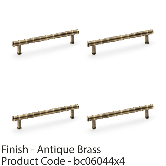 4 PACK Bamboo T Bar Pull Handle Antique Brass 160mm Centres SOLID BRASS Door 1