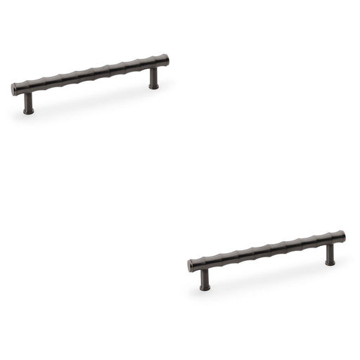 2x Bamboo T Bar Pull Handle Dark Bronze 160mm Centres SOLID BRASS Drawer Door
