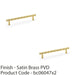 2x Bamboo T Bar Pull Handle Satin Brass 160mm Centres SOLID BRASS Drawer Door 1