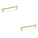 2x Bamboo T Bar Pull Handle Satin Brass 160mm Centres SOLID BRASS Drawer Door