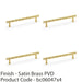 4x Bamboo T Bar Pull Handle Satin Brass 160mm Centres SOLID BRASS Drawer Door 1