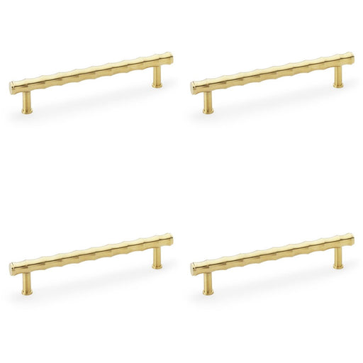 4x Bamboo T Bar Pull Handle Satin Brass 160mm Centres SOLID BRASS Drawer Door