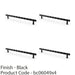 4 PACK Bamboo T Bar Pull Handle Matt Black 224mm Centres SOLID BRASS Drawer Door 1