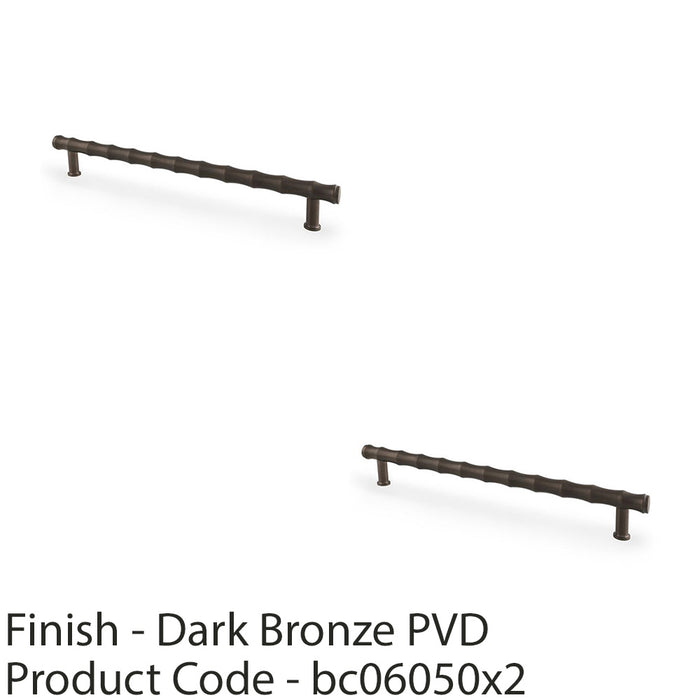 2x Bamboo T Bar Pull Handle Dark Bronze 224mm Centres SOLID BRASS Drawer Door 1
