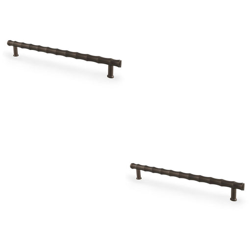 2x Bamboo T Bar Pull Handle Dark Bronze 224mm Centres SOLID BRASS Drawer Door