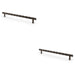 2x Bamboo T Bar Pull Handle Dark Bronze 224mm Centres SOLID BRASS Drawer Door