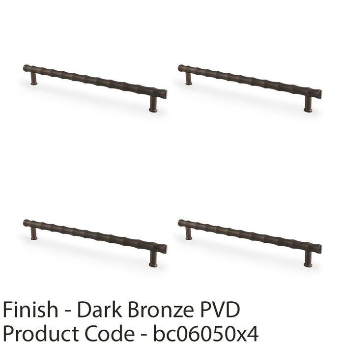 4x Bamboo T Bar Pull Handle Dark Bronze 224mm Centres SOLID BRASS Drawer Door 1