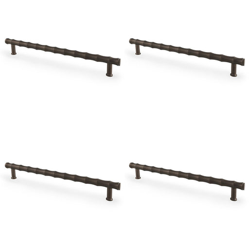 4x Bamboo T Bar Pull Handle Dark Bronze 224mm Centres SOLID BRASS Drawer Door