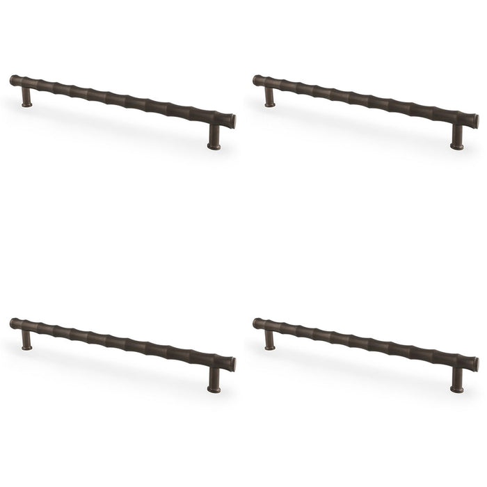 4x Bamboo T Bar Pull Handle Dark Bronze 224mm Centres SOLID BRASS Drawer Door