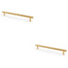 2x Bamboo T Bar Pull Handle Satin Brass 224mm Centres SOLID BRASS Drawer Door