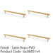 4x Bamboo T Bar Pull Handle Satin Brass 224mm Centres SOLID BRASS Drawer Door 1