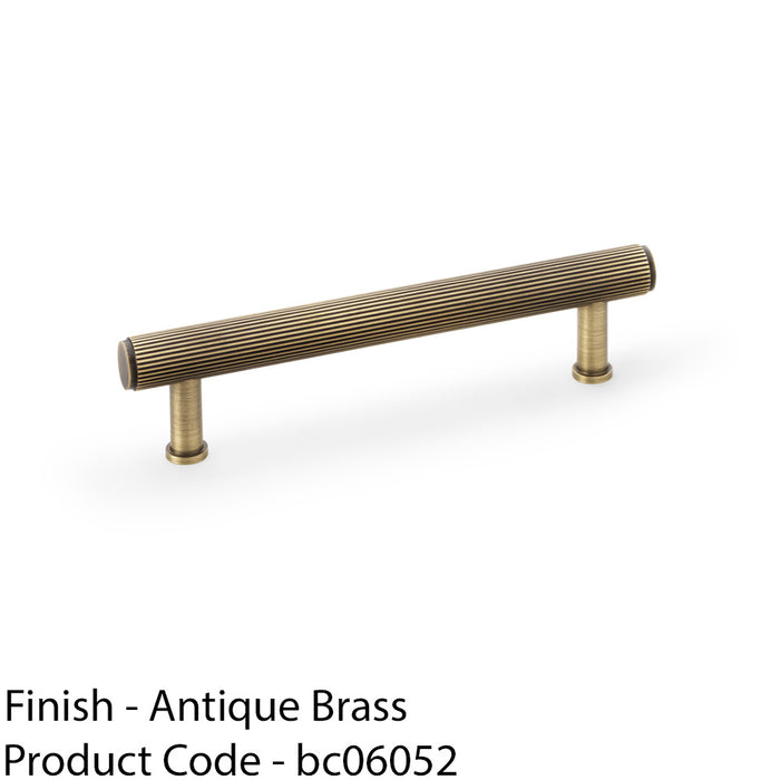 Reeded T Bar Pull Handle - Antique Brass 128mm Centres SOLID BRASS Drawer Lined 1