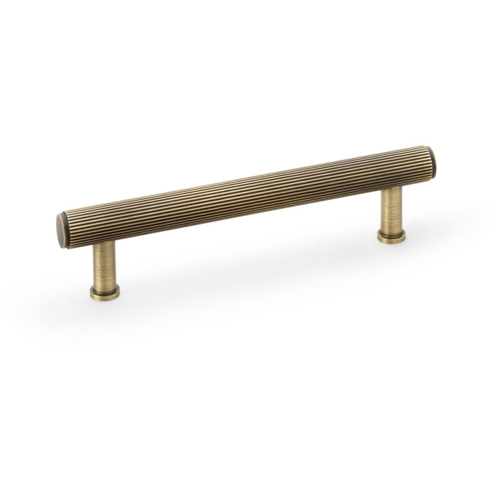 Reeded T Bar Pull Handle - Antique Brass 128mm Centres SOLID BRASS Drawer Lined