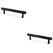 2x Reeded T Bar Pull Handle Matt Black 128mm Centres SOLID BRASS Drawer Lined