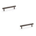 2x Reeded T Bar Pull Handle Dark Bronze 128mm Centres SOLID BRASS Drawer Lined