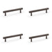 4x Reeded T Bar Pull Handle Dark Bronze 128mm Centres SOLID BRASS Drawer Lined