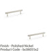 2 PACK Reeded T Bar Pull Handle Polished Nickel 128mm Centre SOLID BRASS Lined 1