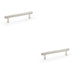 2 PACK Reeded T Bar Pull Handle Polished Nickel 128mm Centre SOLID BRASS Lined