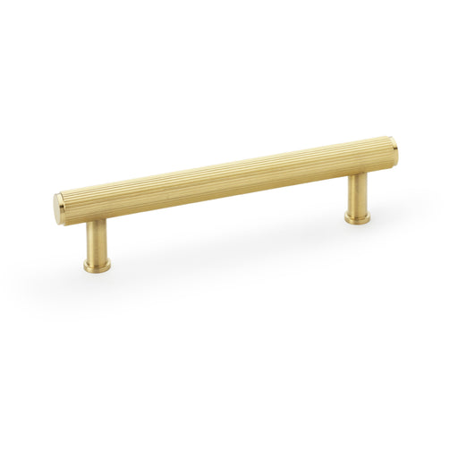 Reeded T Bar Pull Handle - Satin Brass - 128mm Centres SOLID BRASS Drawer Lined