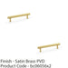 2x Reeded T Bar Pull Handle Satin Brass 128mm Centres SOLID BRASS Drawer Lined 1