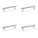 4 PACK Reeded T Bar Pull Handle Satin Nickel 128mm Centres SOLID BRASS Lined