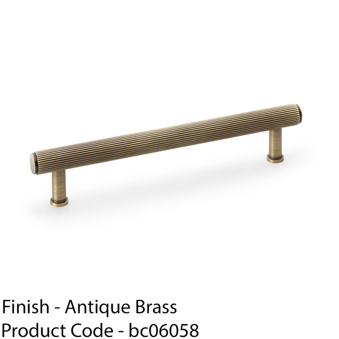 Reeded T Bar Pull Handle - Antique Brass 160mm Centres SOLID BRASS Drawer Lined 1