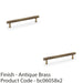 2 PACK Reeded T Bar Pull Handle Antique Brass 160mm Centres SOLID BRASS Lined 1