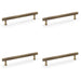 4 PACK Reeded T Bar Pull Handle Antique Brass 160mm Centres SOLID BRASS Lined