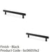 2x Reeded T Bar Pull Handle Matt Black 160mm Centres SOLID BRASS Drawer Lined 1