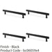4x Reeded T Bar Pull Handle Matt Black 160mm Centres SOLID BRASS Drawer Lined 1