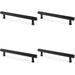 4x Reeded T Bar Pull Handle Matt Black 160mm Centres SOLID BRASS Drawer Lined