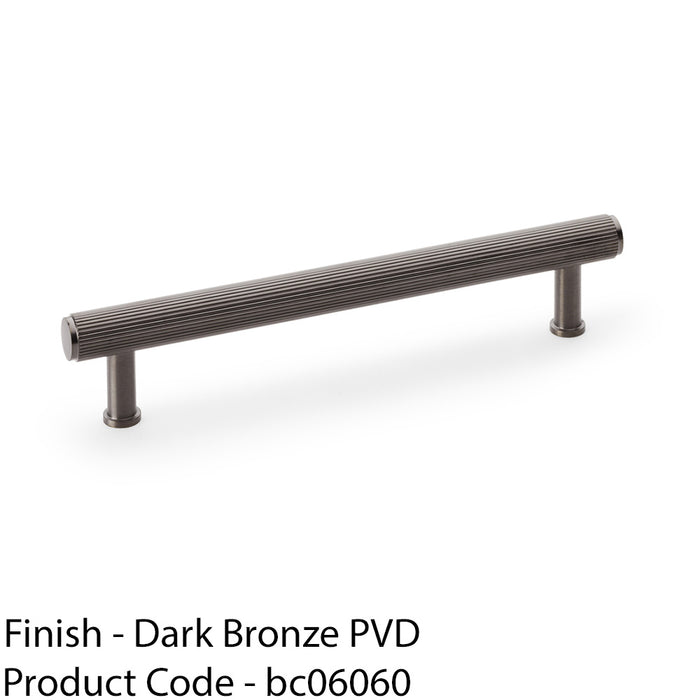 Reeded T Bar Pull Handle - Dark Bronze 160mm Centres SOLID BRASS Drawer Lined 1