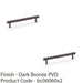 2x Reeded T Bar Pull Handle Dark Bronze 160mm Centres SOLID BRASS Drawer Lined 1
