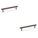 2x Reeded T Bar Pull Handle Dark Bronze 160mm Centres SOLID BRASS Drawer Lined