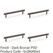 4x Reeded T Bar Pull Handle Dark Bronze 160mm Centres SOLID BRASS Drawer Lined 1