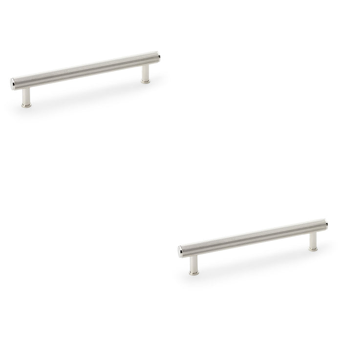 2 PACK Reeded T Bar Pull Handle Polished Nickel 160mm Centre SOLID BRASS Lined