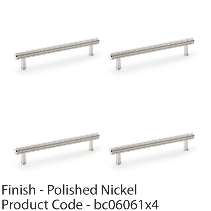 4 PACK Reeded T Bar Pull Handle Polished Nickel 160mm Centre SOLID BRASS Lined 1