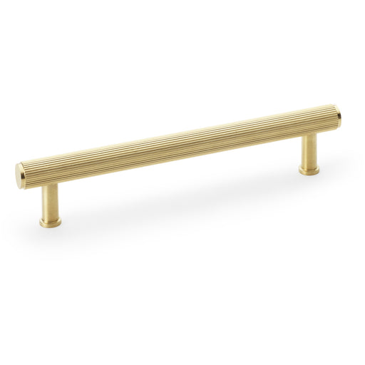 Reeded T Bar Pull Handle - Satin Brass - 160mm Centres SOLID BRASS Drawer Lined