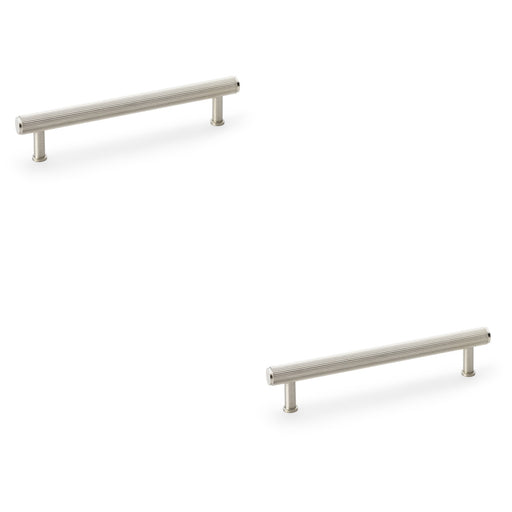 2 PACK Reeded T Bar Pull Handle Satin Nickel 160mm Centres SOLID BRASS Lined