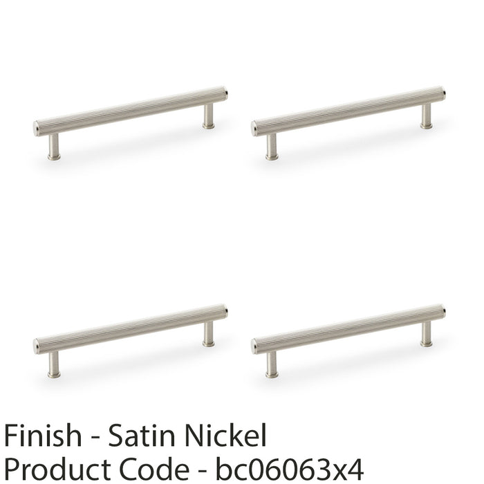 4 PACK Reeded T Bar Pull Handle Satin Nickel 160mm Centres SOLID BRASS Lined 1