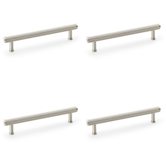 4 PACK Reeded T Bar Pull Handle Satin Nickel 160mm Centres SOLID BRASS Lined