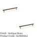 2 PACK Reeded T Bar Pull Handle Antique Brass 224mm Centres SOLID BRASS Lined 1