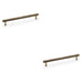 2 PACK Reeded T Bar Pull Handle Antique Brass 224mm Centres SOLID BRASS Lined